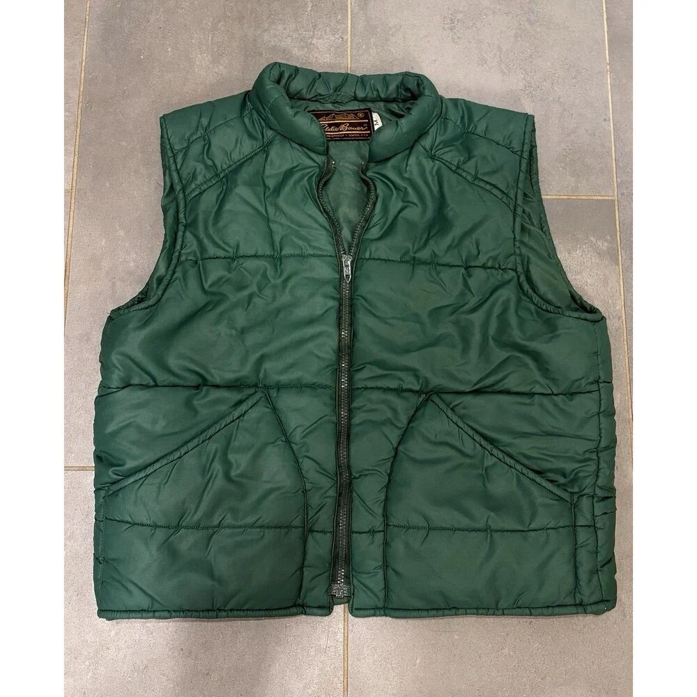 Vintage Eddie Bauer Goose Down Vest Late 70's Early 80s Men's Size Medium Green